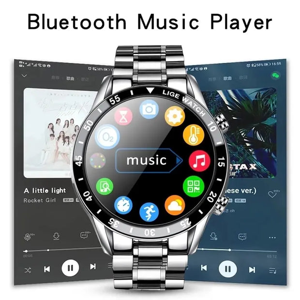LIGE Smart Watch For Men Full Circle Touch Screen